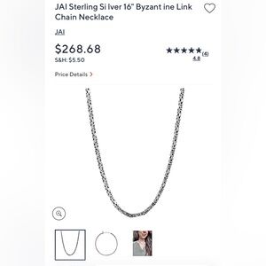 Nwt JAI Sterling Silver Byzantine Link Chain Necklace